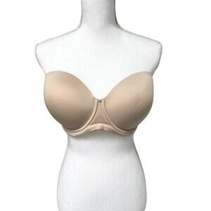 Wacoal Red Carpet Bra Strapless Molded Cup 34G 34DDDD EUC Nude 854119
